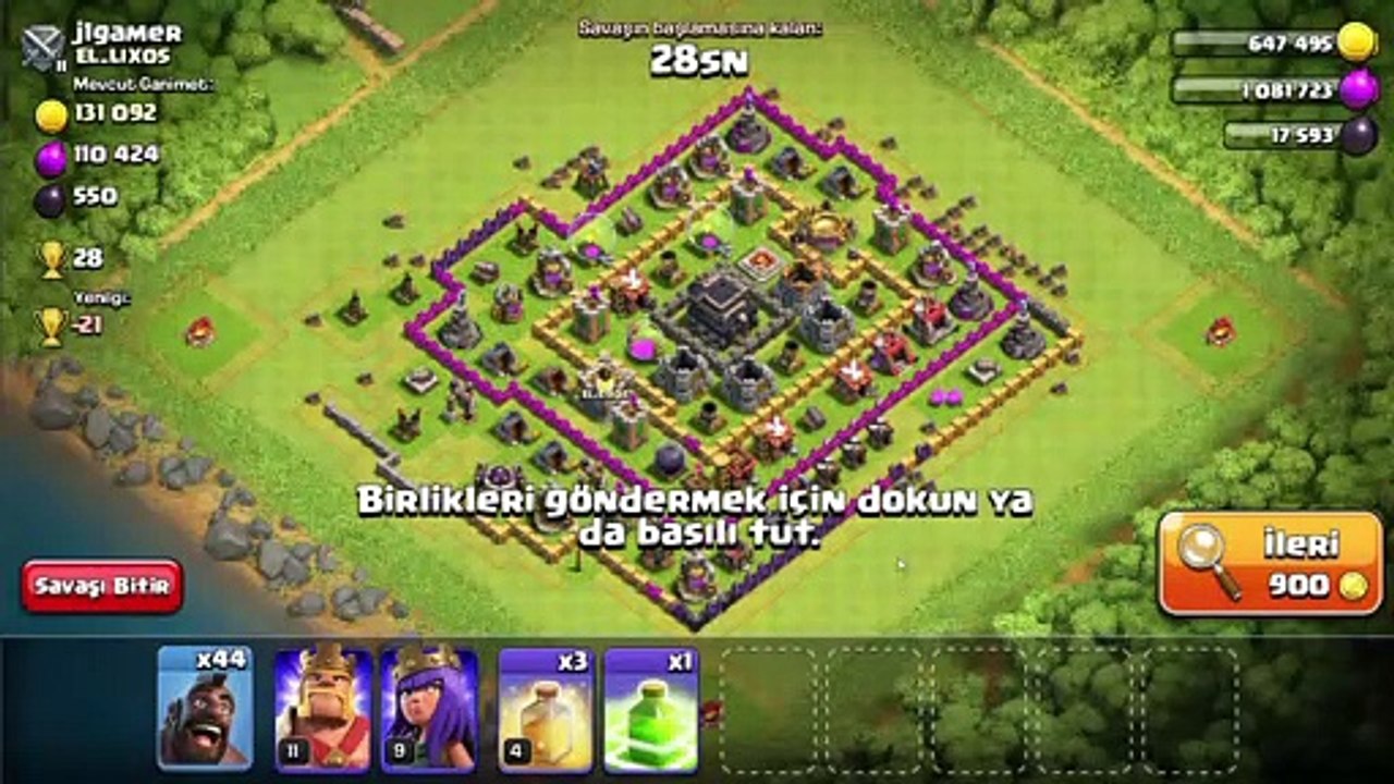 Clash of Clans Level 1 Full Binici Saldırısı
