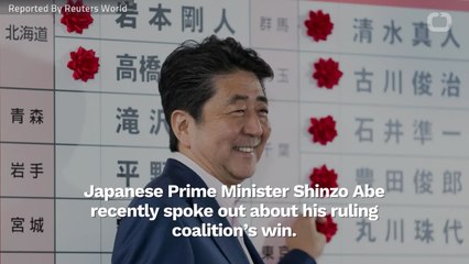 Japanese Prime Minister Shinzo Abe Talks About His Ruling Coalition's Win