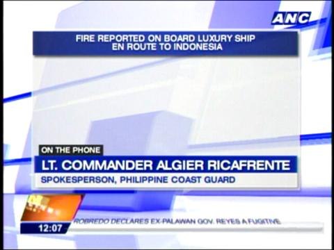 Luxury ship catches fire off Palawan