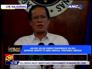 Aquino supports DOJ decision denying Arroyo travel request