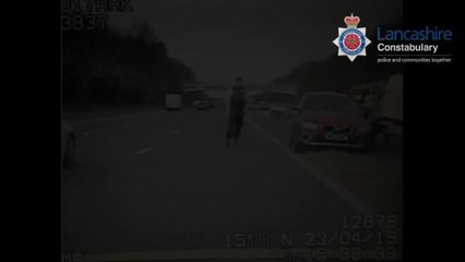 Shocking footage shows OAP driving the wrong way down a motorway