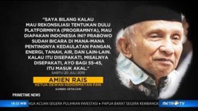 Porsi Rekonsiliasi Amien Rais 55:45, Ketum PAN: Tidak Ada Syarat dalam Rekonsiliasi