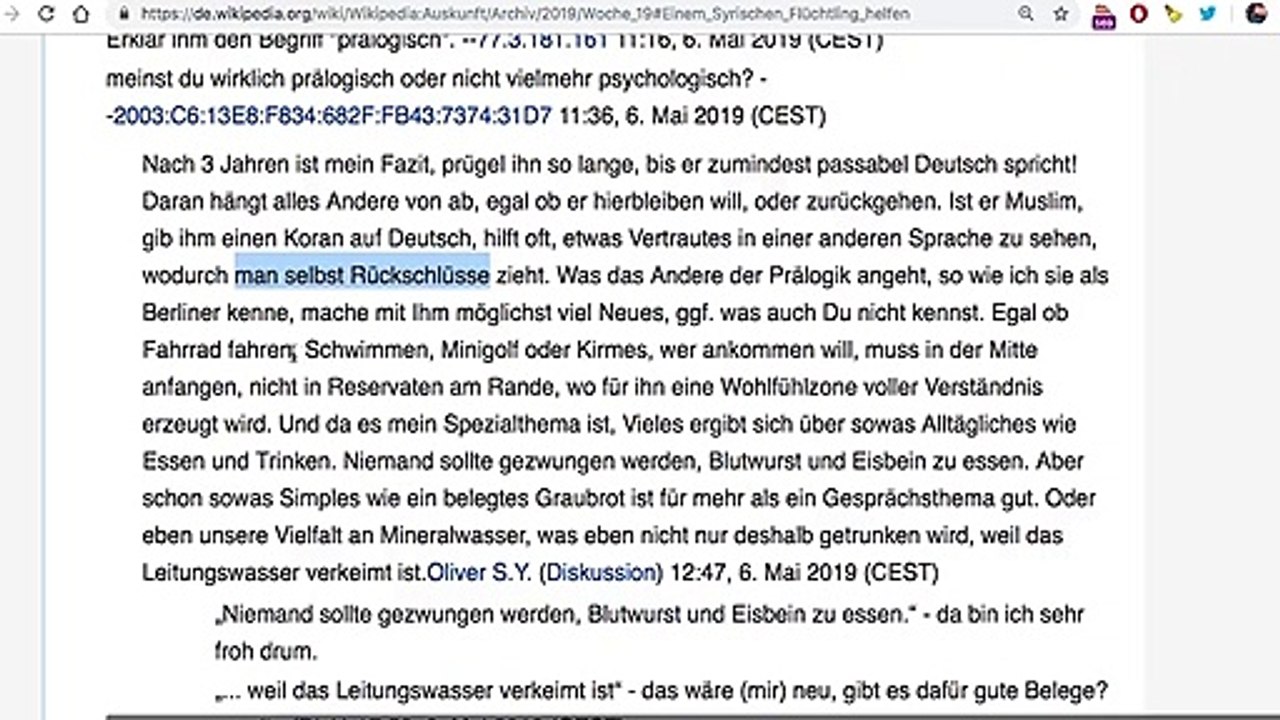 nationalistisches Rechtes Gedankengut in der Wikipedia ... refugees not welcomed