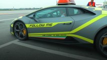 Lamborghini 'follow me' car greets planes at Bologna airport