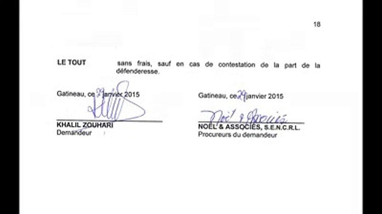 Preuves de divorce Un (1). La requête Introductive du divorce du 29 janvier 2015.