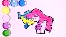 Draw and Color the Ariel mermaid from Disney and Flounder minnow with Alexa.