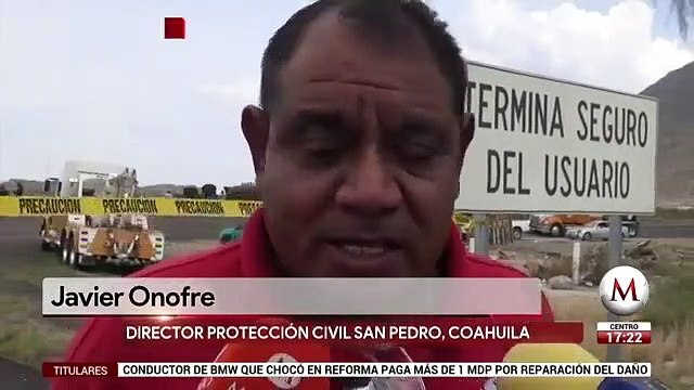 Vuelca tráiler de ácido sulfúrico en autopista Torreón-Saltillo