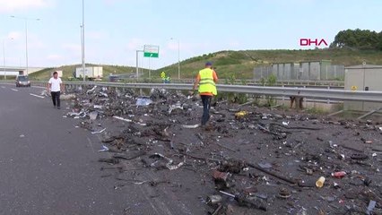 KUZEY MARMARA OTOYOLU'NDA TIR DEVRİLDİ