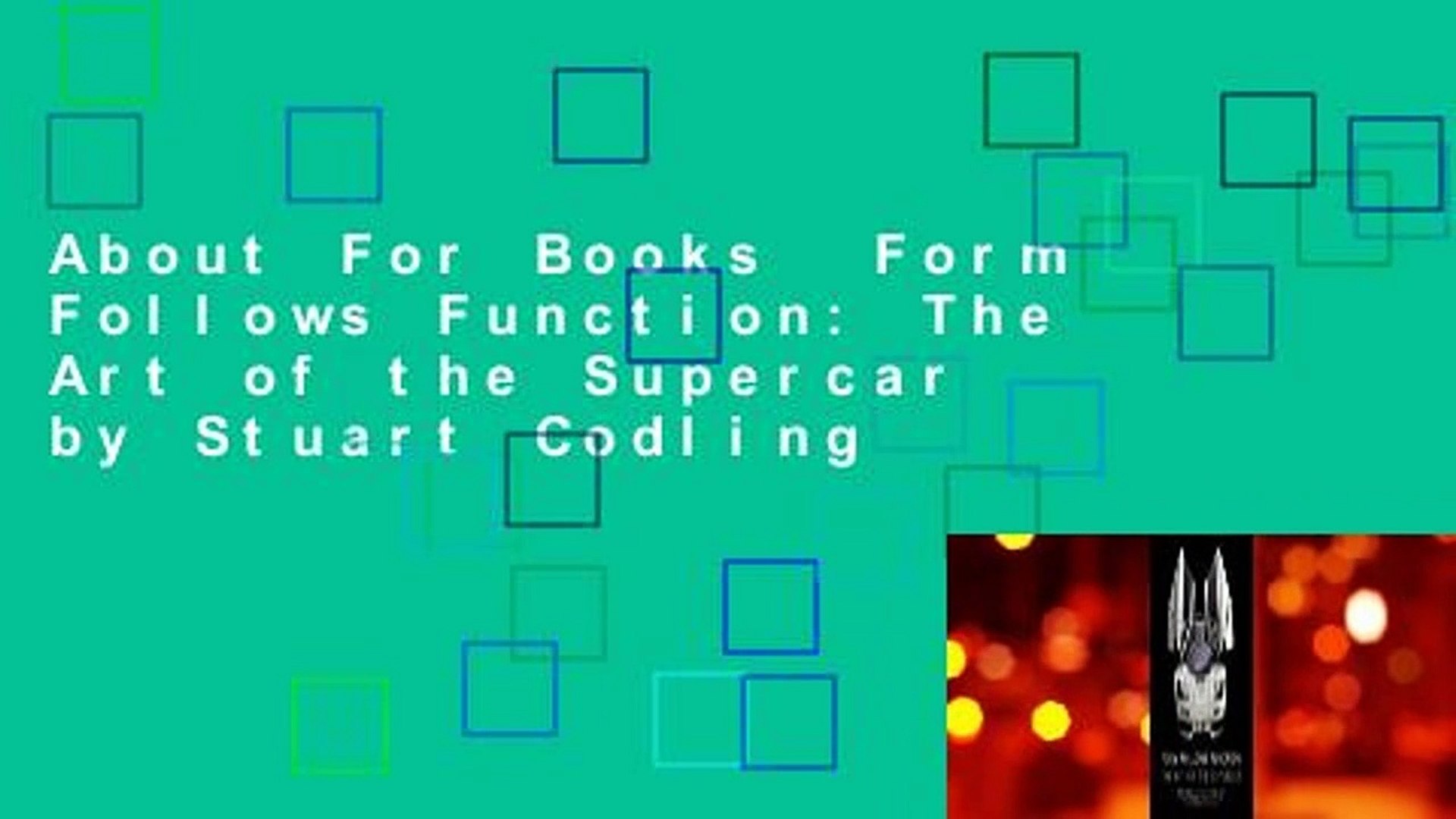 ⁣About For Books  Form Follows Function: The Art of the Supercar by Stuart Codling