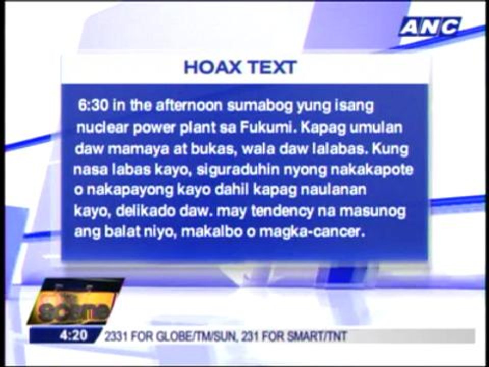 Text messages on ‘cancerous rains’ not true - DOST