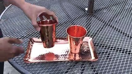 2 Copper Drinking Glasses Hammered Copper (In & Out) 14 oz