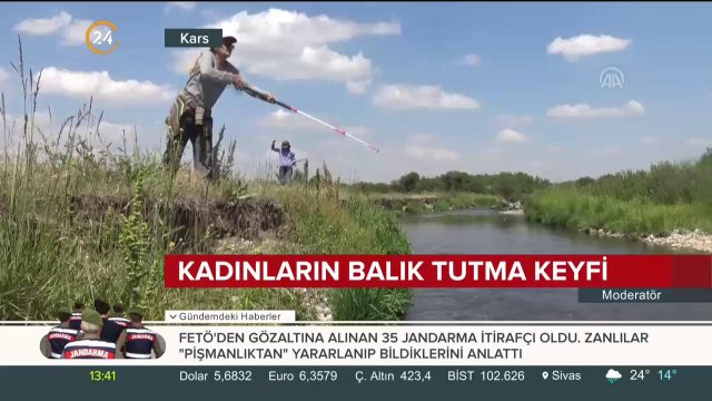Kars'ta kadınların balık tutma keyfi