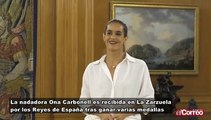 Ona Carbonell es recibida en la Zarzuela por los Reyes de España