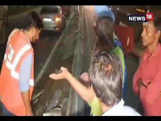 दिल्ली-चंडीगढ़ हाइवे पर कंटेनर पलटने से ड्राइवर-कंडक्टर गंभीर रूप से घायल