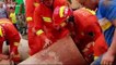 Chinese firefighters rescue worker trapped in a concrete pipe after falling down well