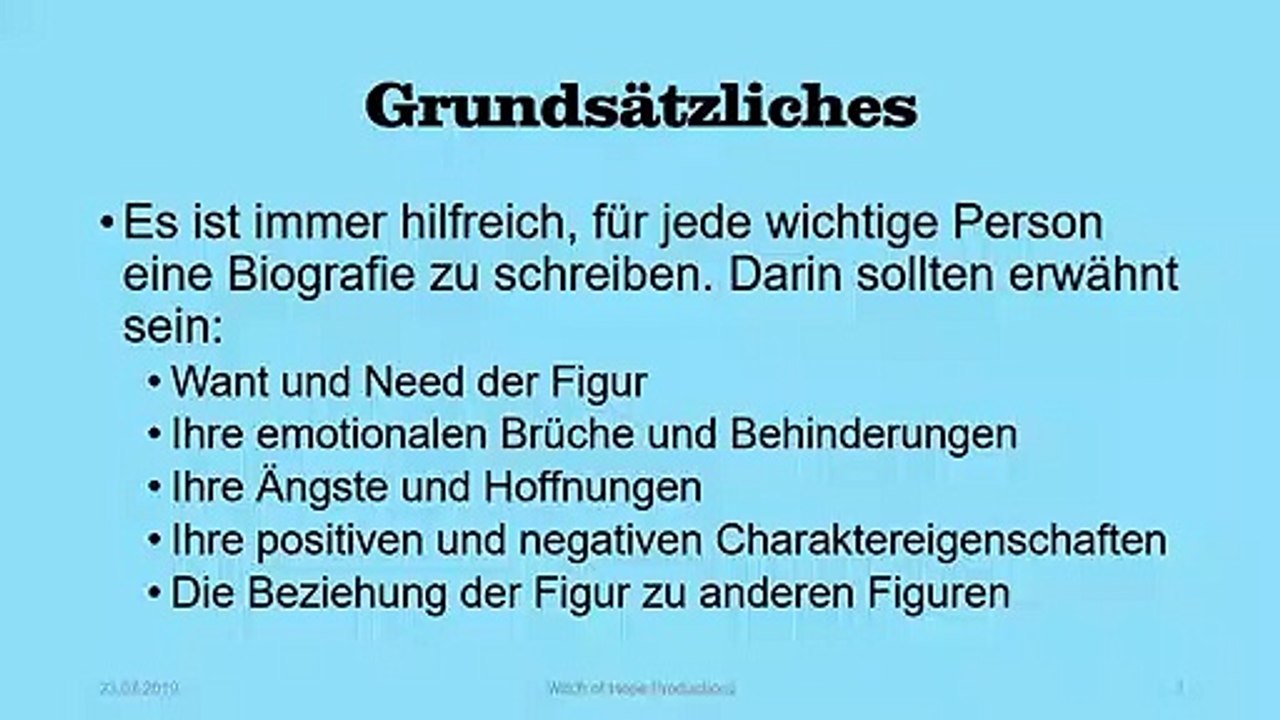 Drehbuchkurs - Charaktere