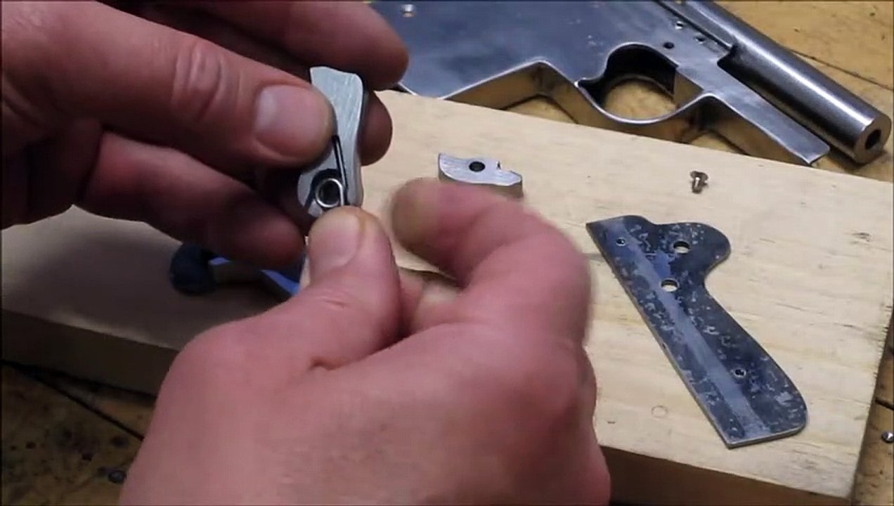 DIY Sheet Metal Self-Loading Pistol in .25 ACP - Episode IX (FCG installed and trigger assembly)