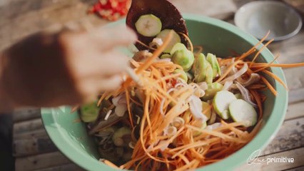 GỎI CÓC NON TAI HEO CHUA CAY - MAKING GREEN JUNE PLUM WITH PIG EAR SALAD - Que Primitive