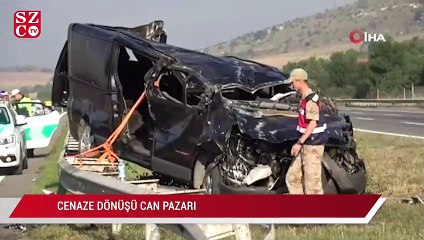Cenazeden dönenleri taşıyan minibüs takla attı