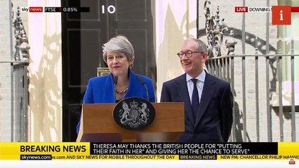 Theresa May reacts to protestor saying 'stop Brexit' during final speech