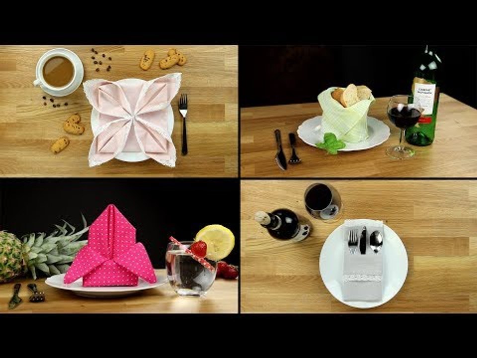 Servietten falten - Anleitung einfache schnelle Tisch Deko für Hochzeit, Geburtstag, Anlässe
