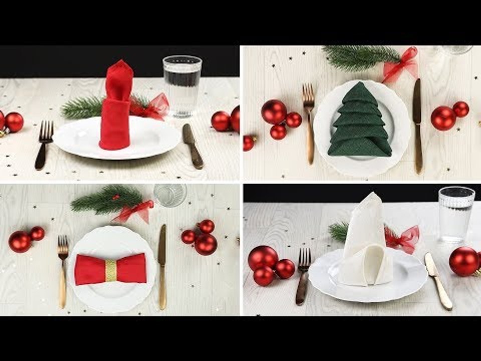 Servietten falten für Weihnachten - einfache Deko Ideen für einen festlichen Tisch