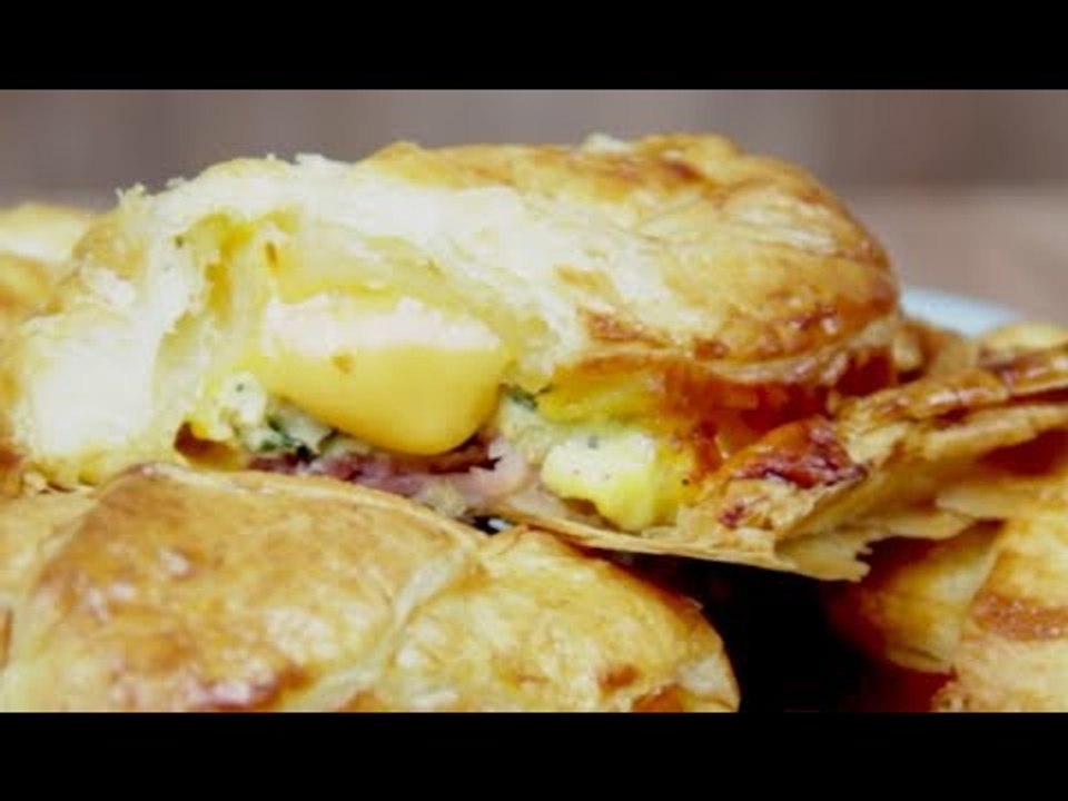 Herzhafter Blätterteig Zopf als warmes Frühstücks Rezept