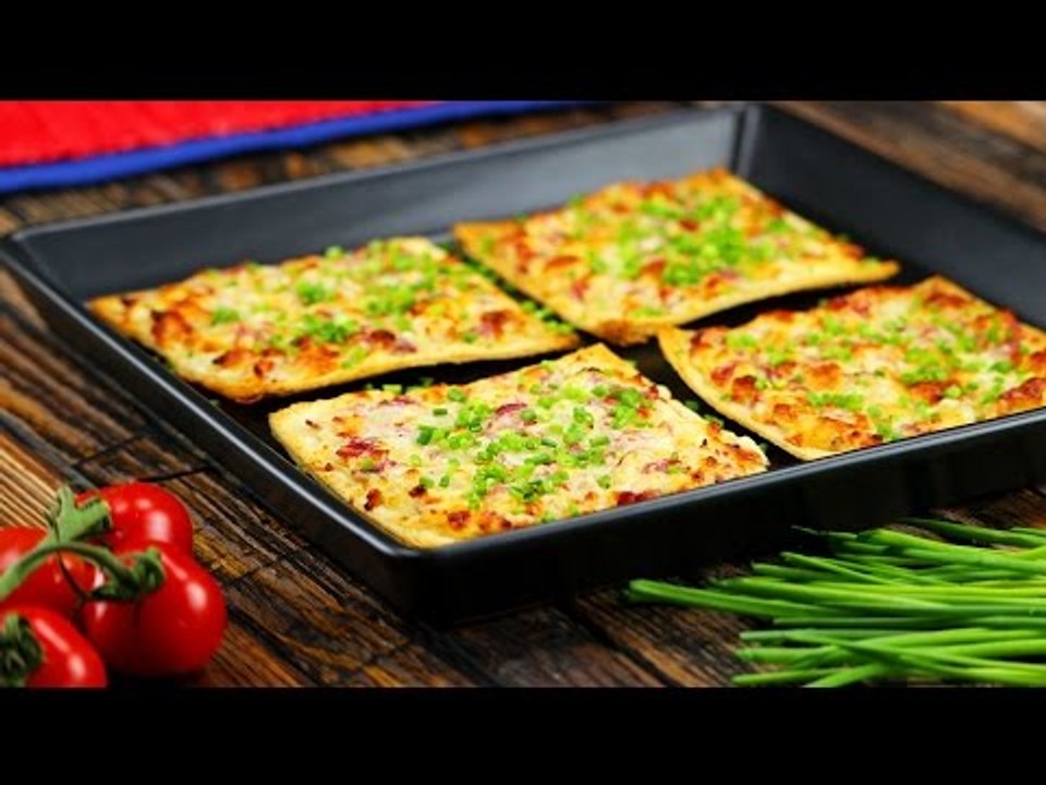 Ein Gericht, für das du Feuer und Flamme bist: Flammkuchen-Toast.