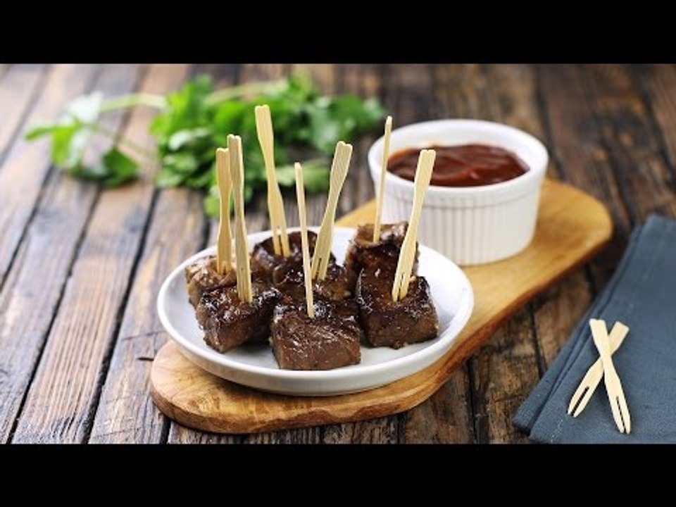 Mundgerecht und mariniert: Honig-Balsamico Steak-Happen