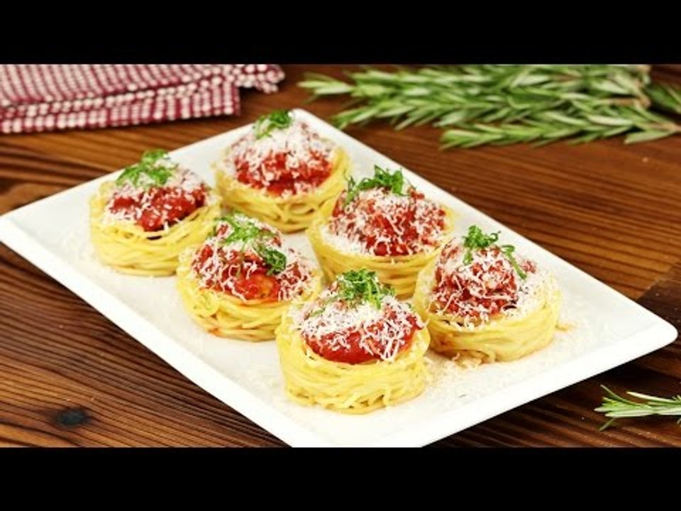 Spaghetti Fleischbällchen Muffins
