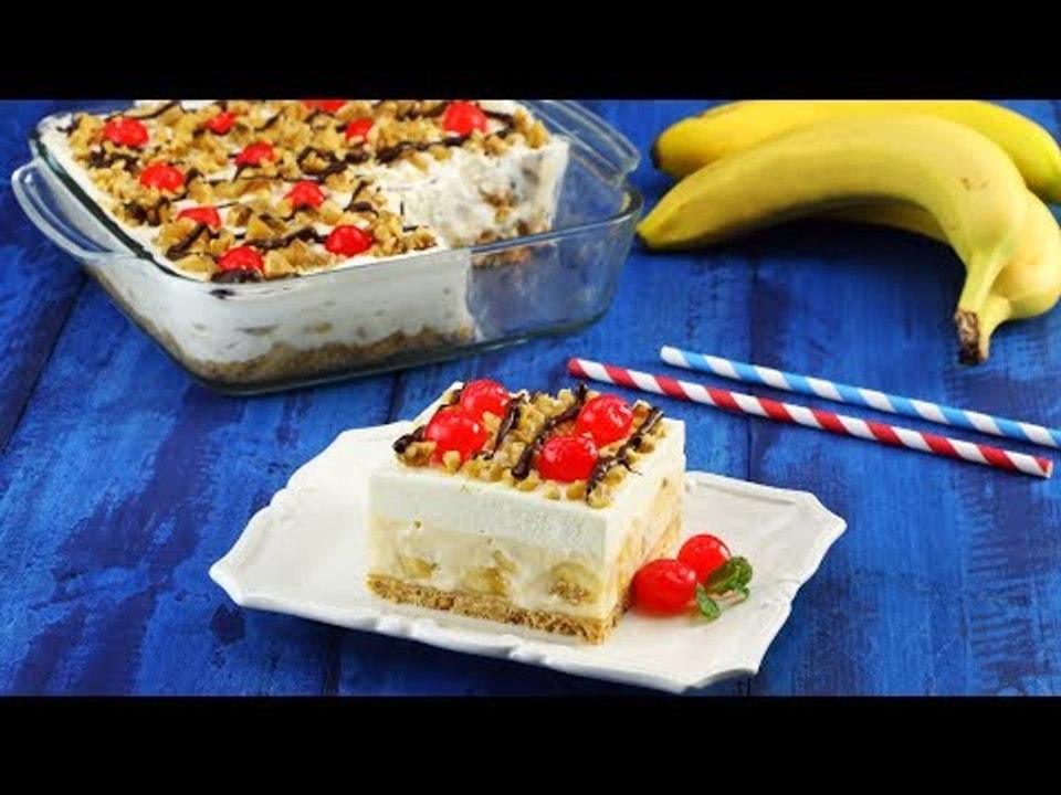 Banana Split-Kuchen: cremiges Rezept für einen fruchtigen Nachtisch