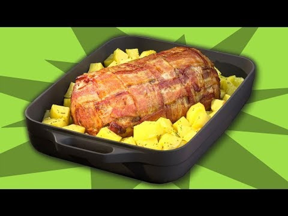 Hackbraten mit Bacon aus dem Backofen - ein Rezept für den nächsten Braten zum Mittagessen