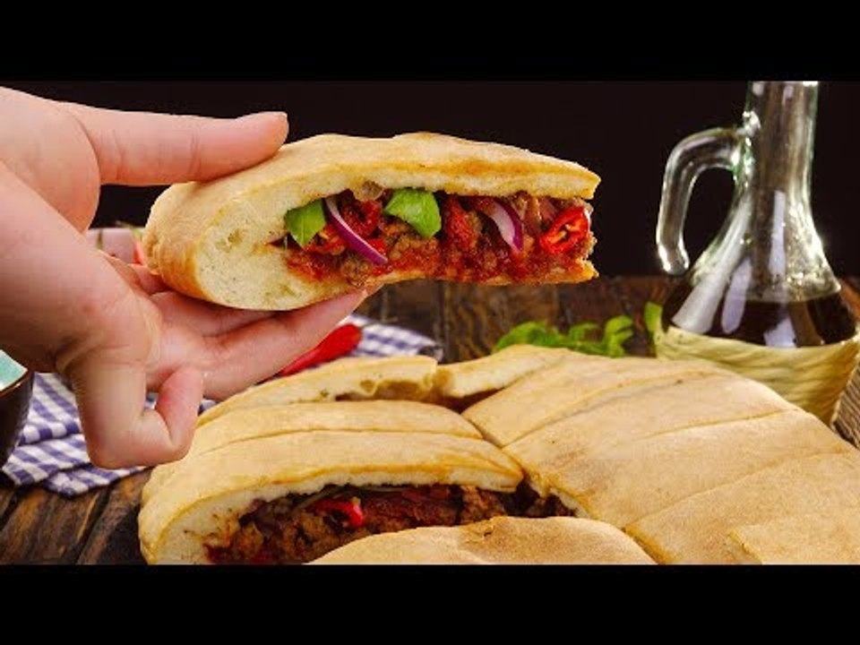 Fladenbrot gefüllt mit Hackfleisch - Rezept für selbstgemachten Döner