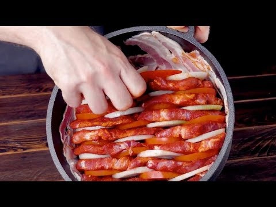 Halte den Topf senkrecht und stapele gezielt 3 Dinge hinein.