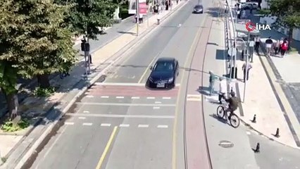 Trafikte drone kamera ile duyarlılık denetimi: 25 dakikada 16 araça ceza