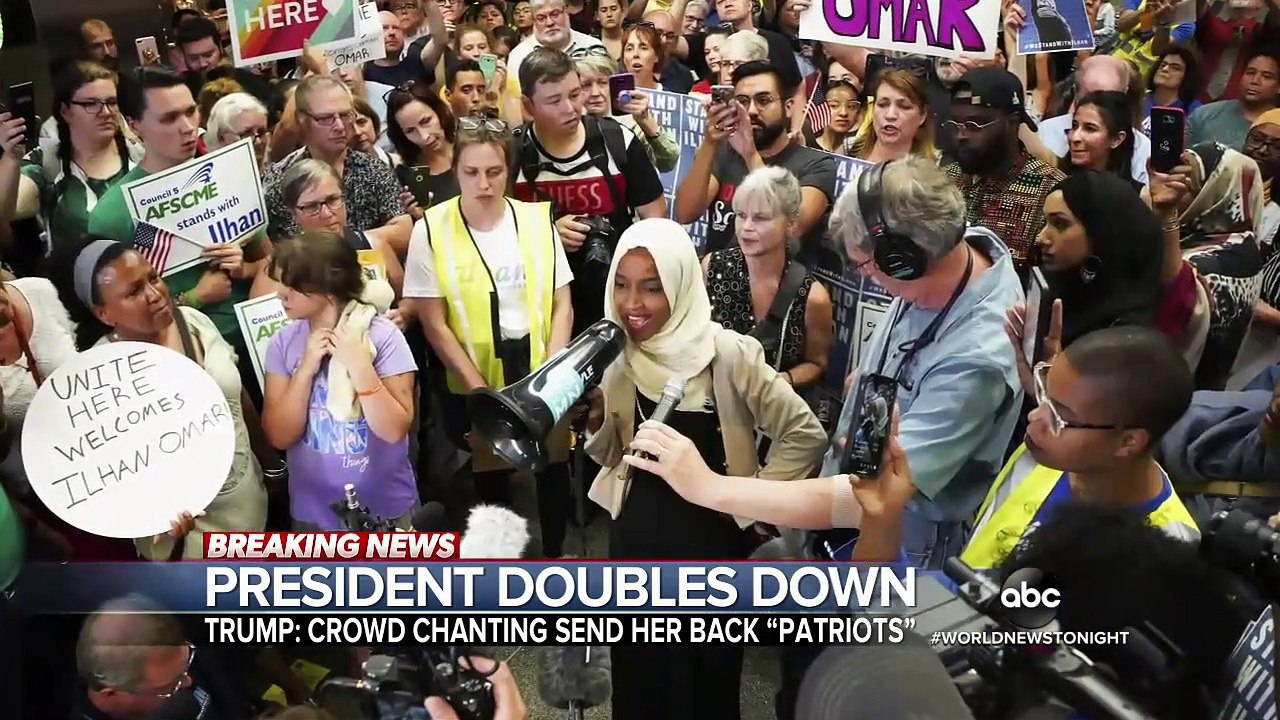 Trump does about-face, defending supporters' chants at reelection rally