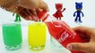 Learn PJ MASKS colors baby toy and coca cola bottles Surprise Toys for kids