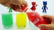 Learn PJ MASKS colors baby toy and coca cola bottles Surprise Toys for kids