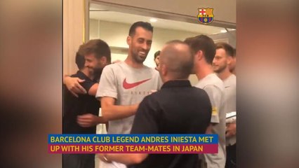 Iniesta reunites with former Barcelona teammates