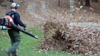 Leaf-Blowing Dad Scared by Kids