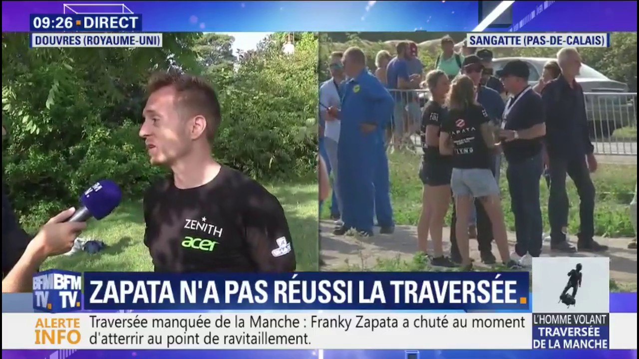 Flyboard: "Une déception énorme" pour l'équipe de Franky Zapata, qui n'a pas réussi à traverser la Manche