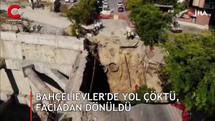 Bahçelievler'de yol çöktü, faciadan dönüldü!