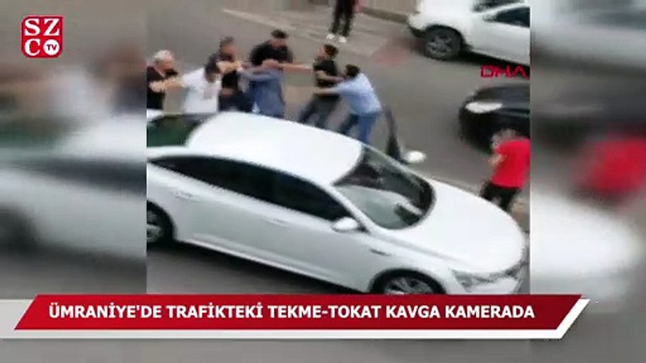 Trafikte tartışan iki sürücü tekme tokat kavga etti