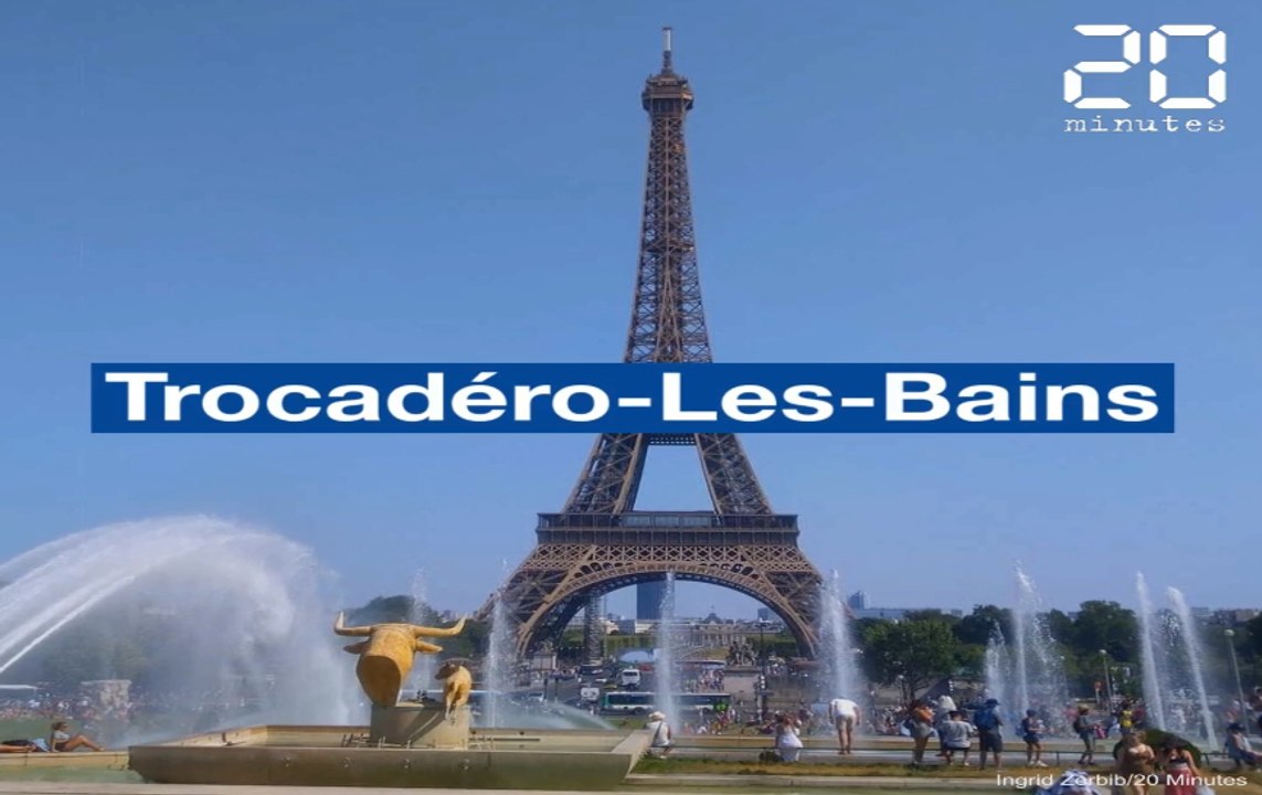 Canicule à Paris: Vacanciers et Parisiens transforment la fontaine du Trocadéro en piscine géante