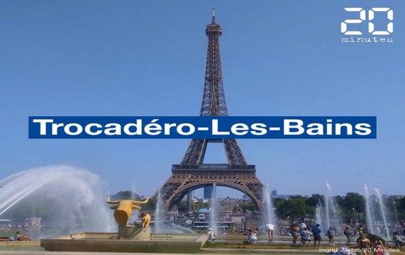 Canicule à Paris: Vacanciers et Parisiens transforment la fontaine du Trocadéro en piscine géante