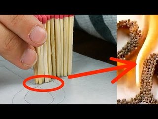 Ela cola palitos de fósforo em uma folha de papel. Quando eu vi o resultado, fiquei boquiaberto!
