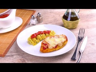 Uma receita para um jantar completo: frango à parmegiana com espaguete