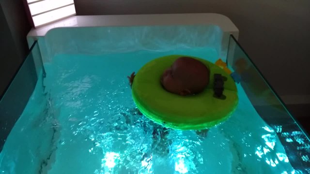 Lyse active ses petites jambes lors de sa séance de baby spa