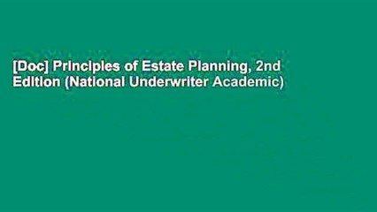 [Doc] Principles of Estate Planning, 2nd Edition (National Underwriter Academic)