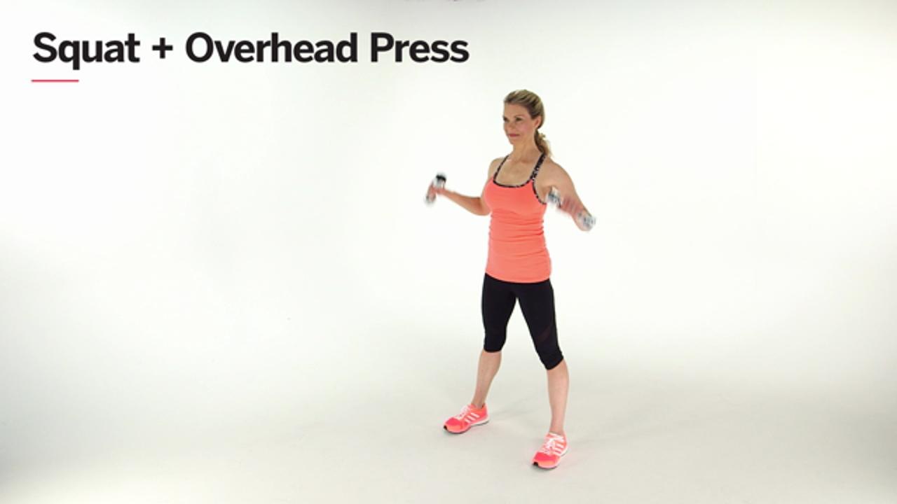 Double-Duty Strength Exercise: Squat + Overhead Press